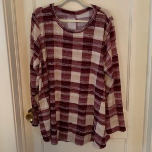 Oatmeal & Burgundy Plaid Tunic Sweater